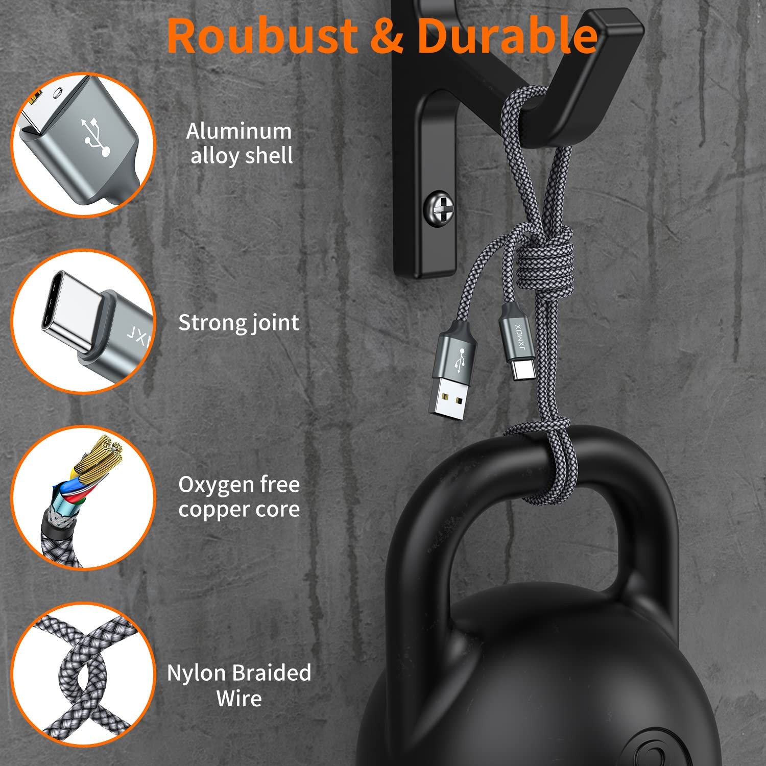 USB Type C Cable USB A to USB C 3A Fast Charging (3.3ft 2 Pack) Braided Charge