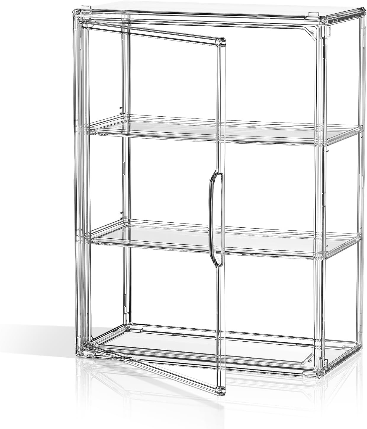 Clear 3 Tiers Acrylic Display Case for Figures Collectibles 1 Pack Wall Mounted