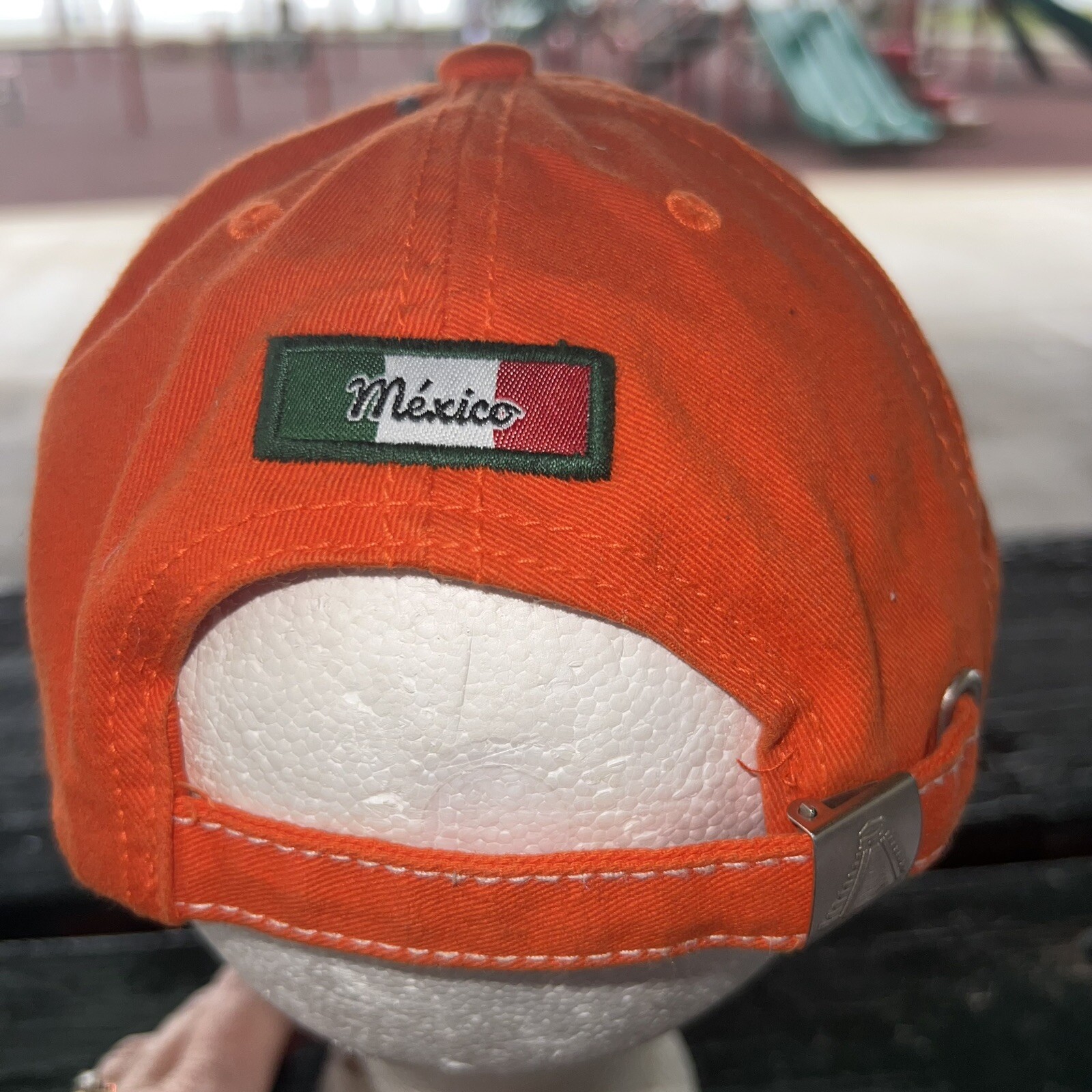 CABO San Lucas Gray Felt Patch on Orange Hat Cap Strap Buckle Mexico Patch EUC