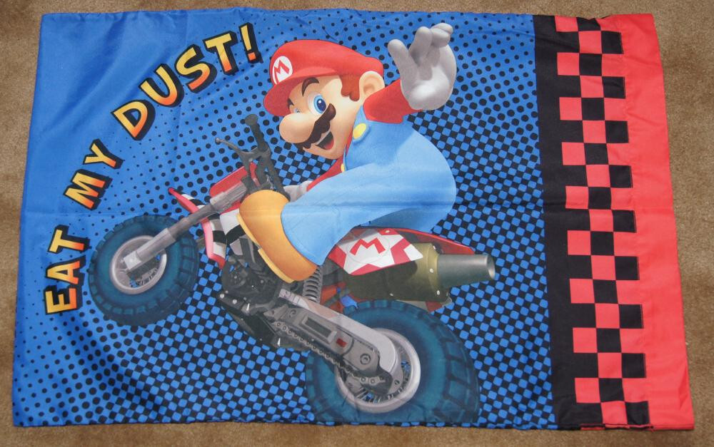 Std Pillow Case Mario Kart Nintendo Eat My Dust Dirt Bike Mario And Luigi