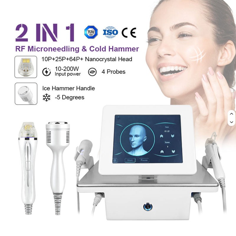 2 in 1 RF Micro n eedle Machine Cold Hammer Anti aging Wrinkle Spot Removal New