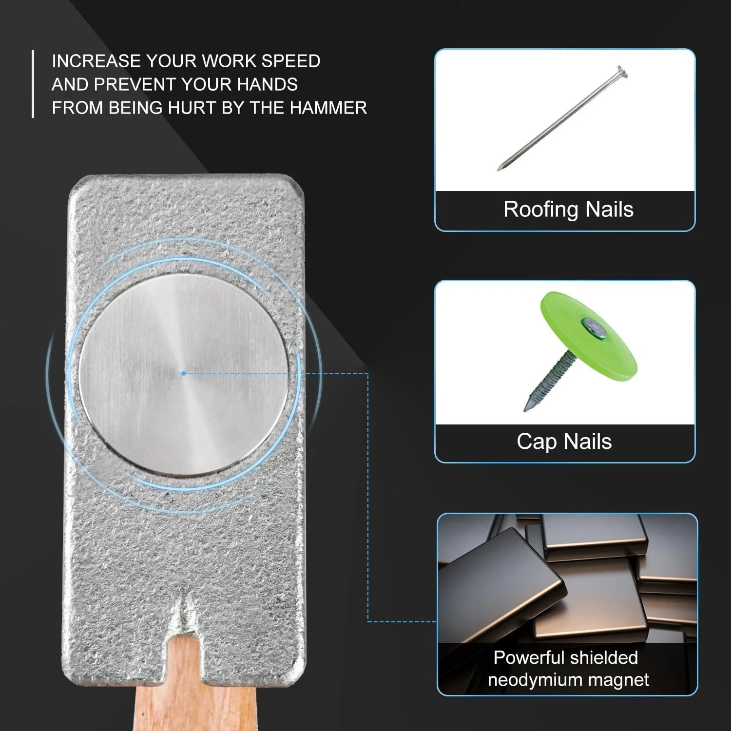 Martillo De Iman Para Roofing Con Mango De Madera Heavy Duty Herramientas Techos