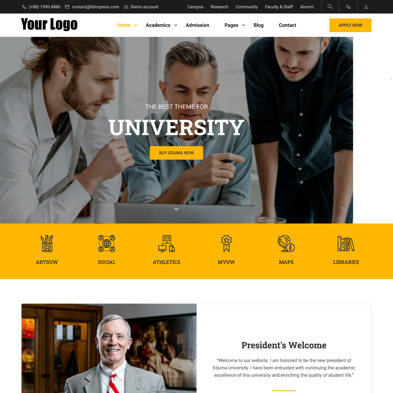 University Website Design with Free VPS Web Hosting and Installation