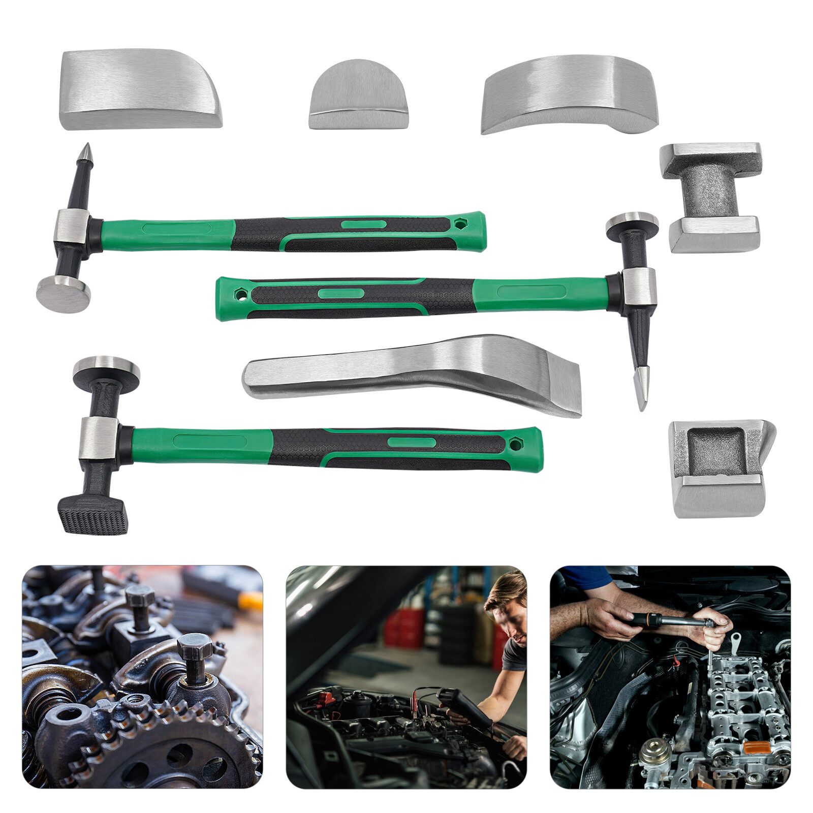 9pcs Set Hand Car Auto Body Work Hammer Fender Tool Dent Crowbar Repair Kit NEW