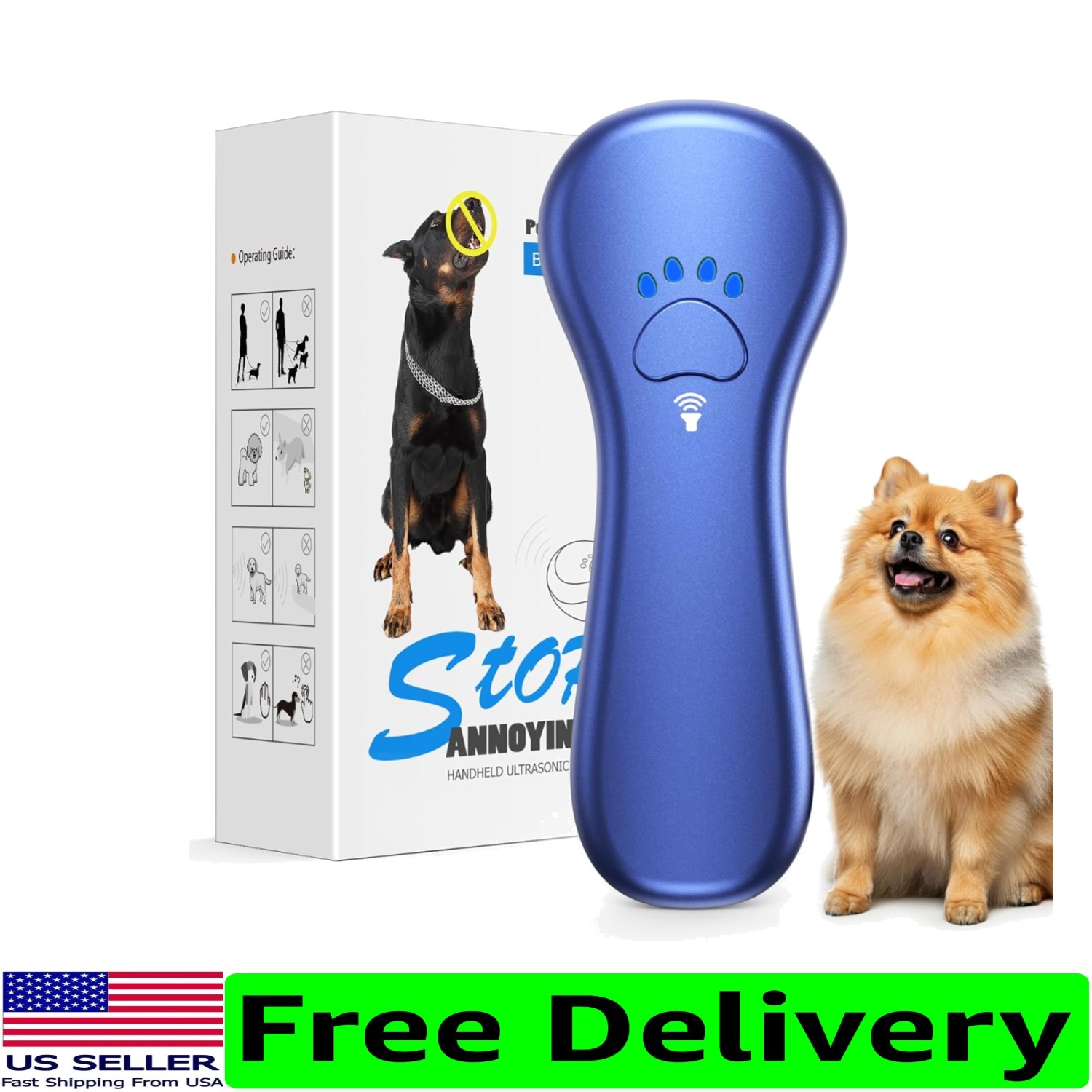 Portable Ultrasonic Dog Bark Deterrent - Safe for Pets & Effective Control