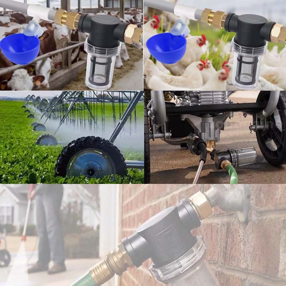 Inline Water Filter for Garden Hose with 40 Mesh and 100 Mesh Screen 2 ORings US