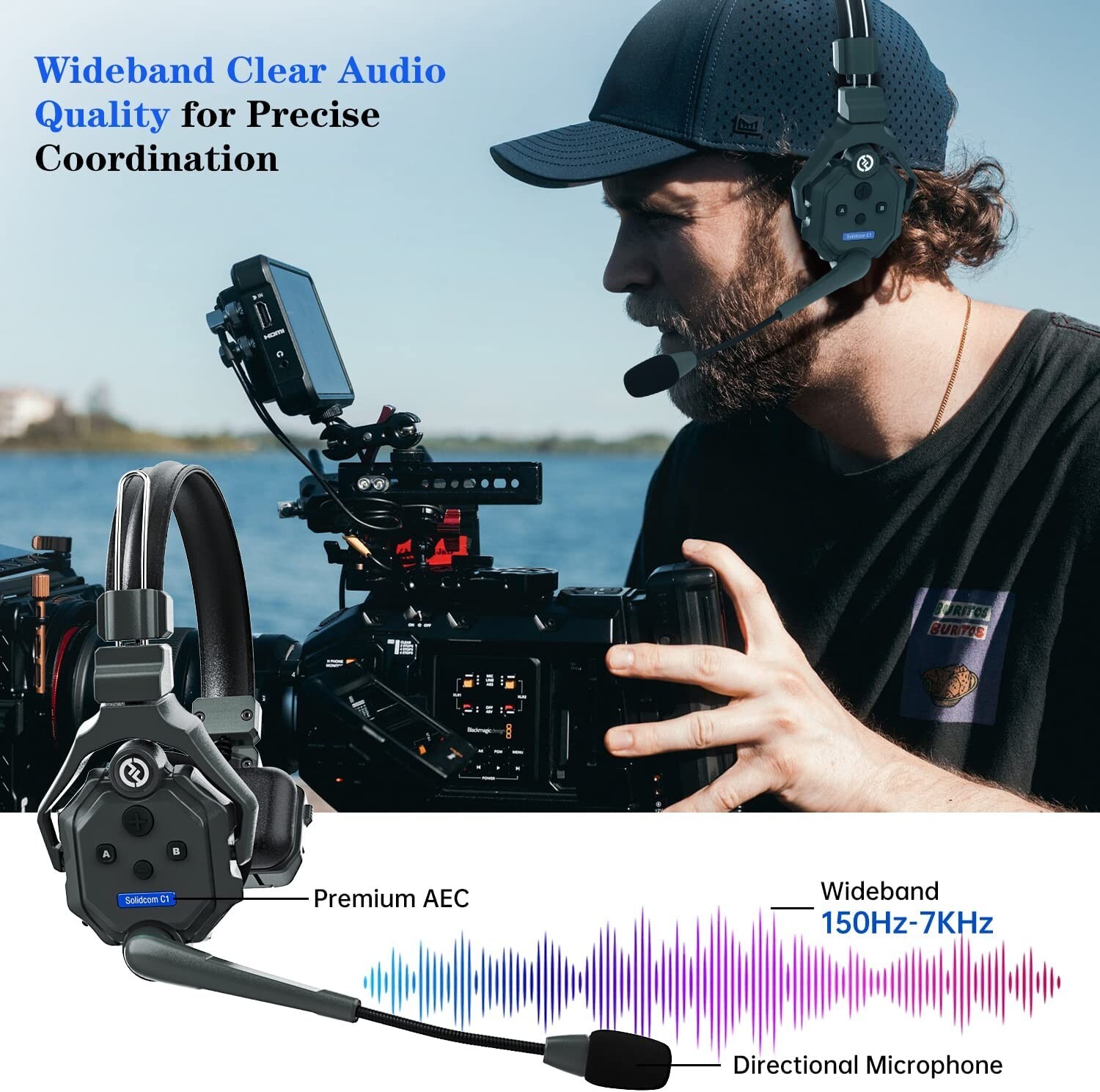 Hollyland Solidcom C1 Wireless Headset Intercom System 3Person Full Duplex1100ft