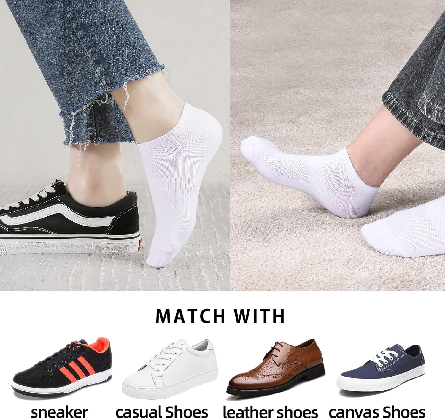 8 Pairs Ankle Socks Women'S and Men - Soft Thin Cotton Athletic Running Low Cut