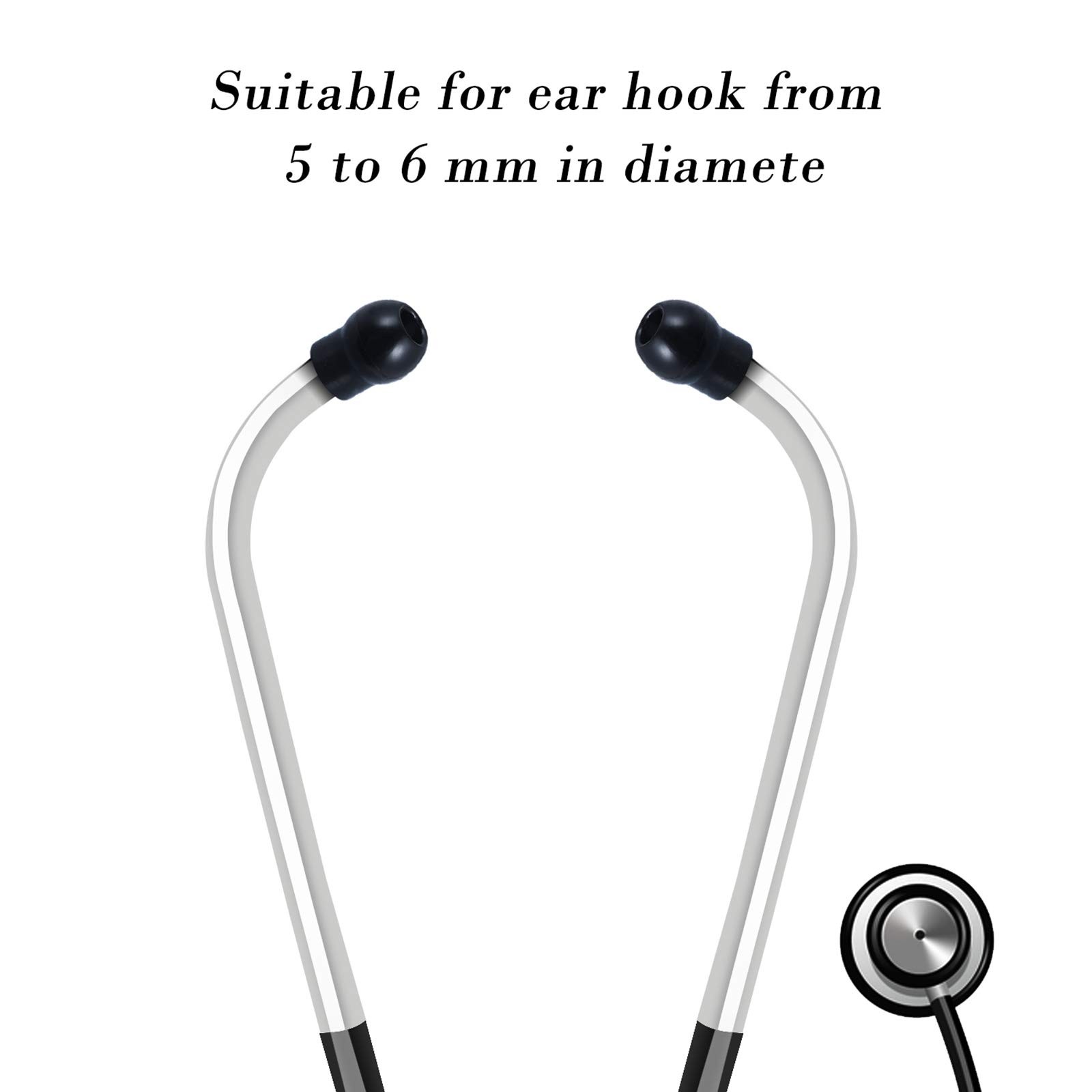 36 Replacement Ear Tips for Stethoscopes, Universal Soft-Sealing Earbuds, Black