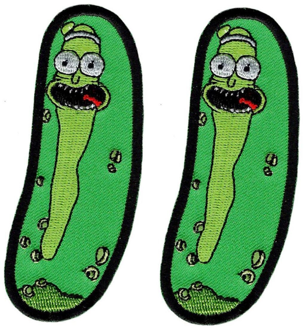 RICK AND MORTY PICKLE RICK EMBROIDERED PATCH  || 2PC HOOK BACKING  3.75"x1.25"