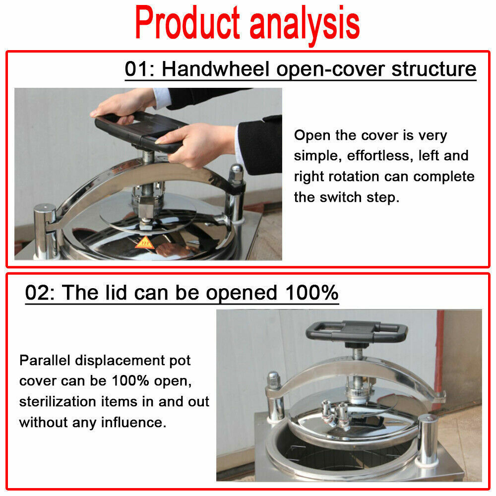 40L Vertical Autoclave Steam-Pressurized Sterilizer High Pressure Sterilization