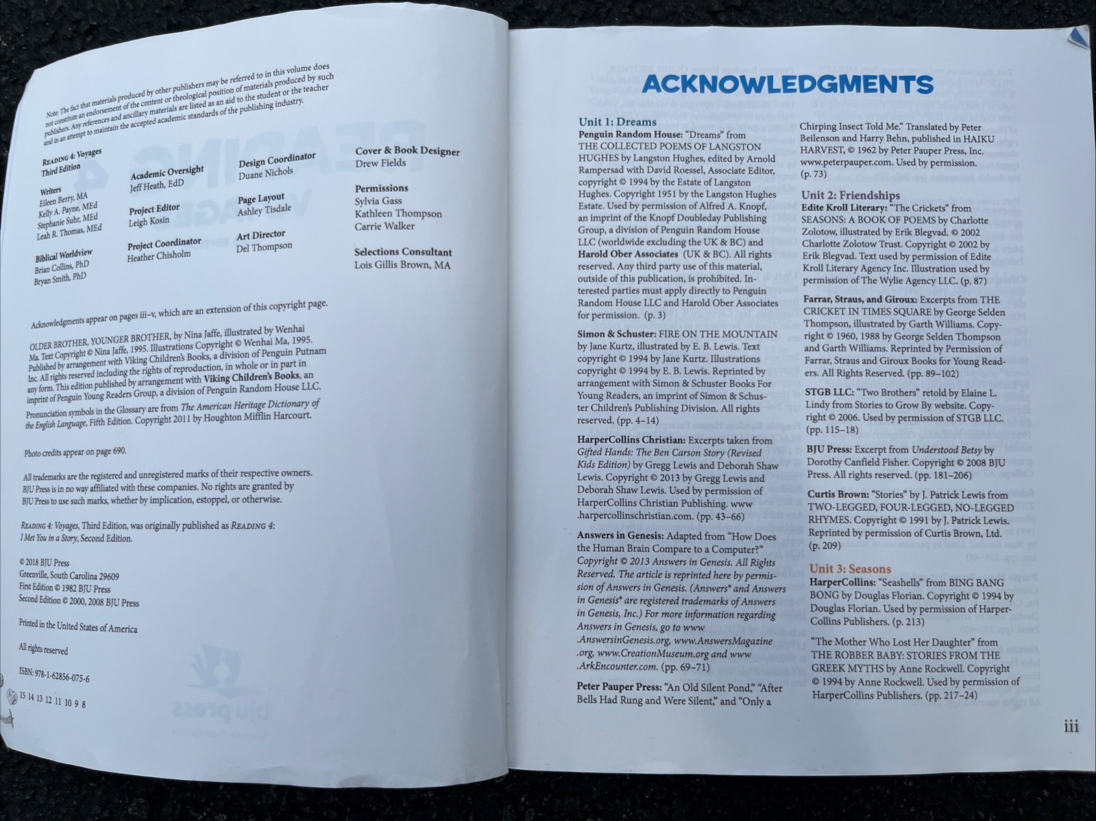 BJU Reading Voyages 4 Student Text. Blank! 4th Grade. 3rd Edition.