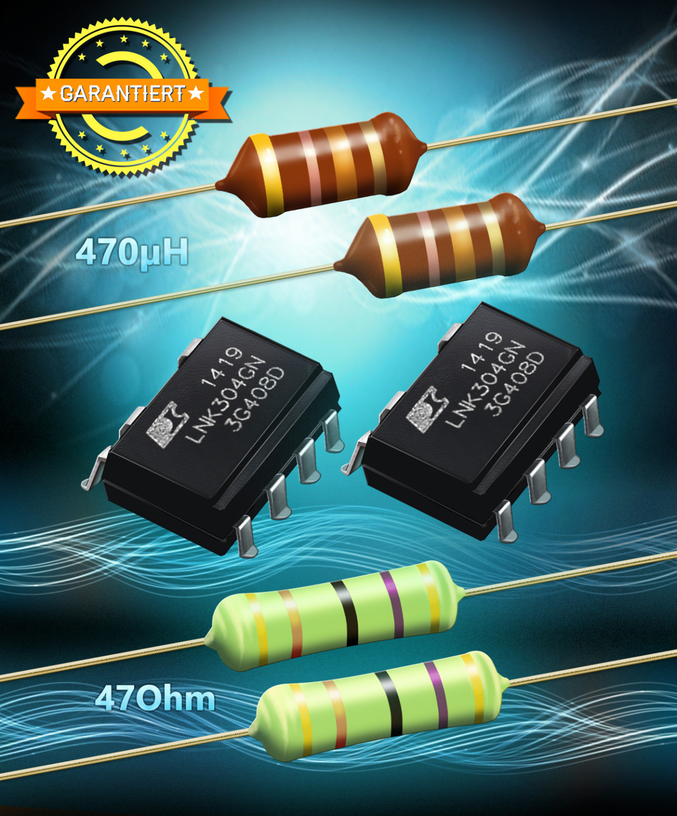 Repair Kit - 2x (LNK304GN + Resistor 47 Ohm 3W + RF Choke 470μH), AEG etc