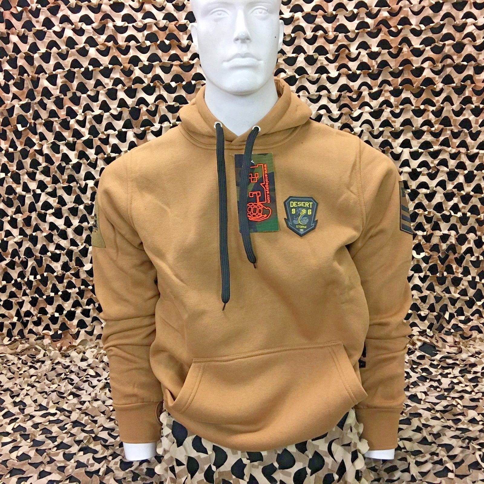 NEW Enola Gaye Desert Storm Pull Over Hooded Sweatshirt - Tan - 2XL