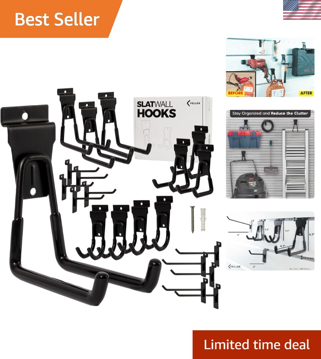 Premium Slatwall Accessories: 20 Heavy Duty Hooks for Efficient Garage Storage