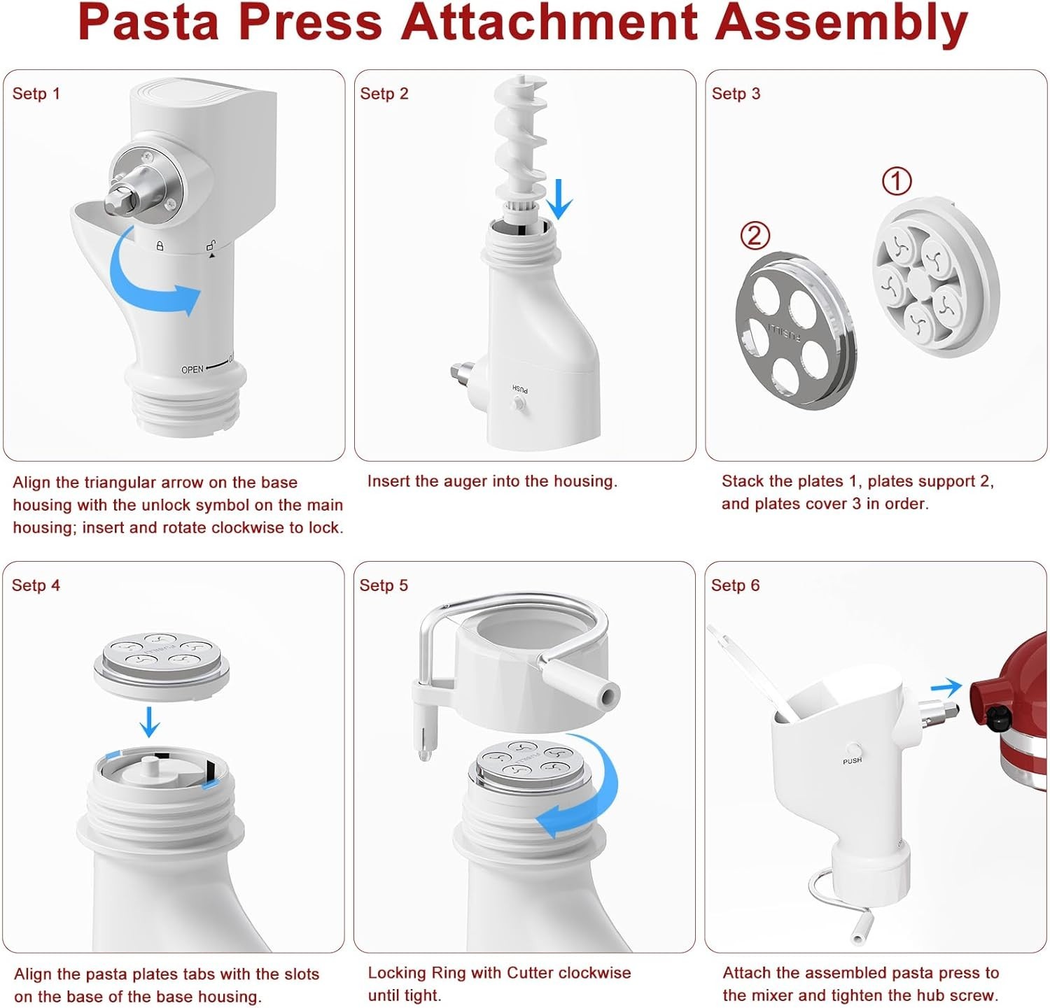 Versatile Kitchenaid Pasta Maker with 7 Plates & Durable High-Strength Plastic