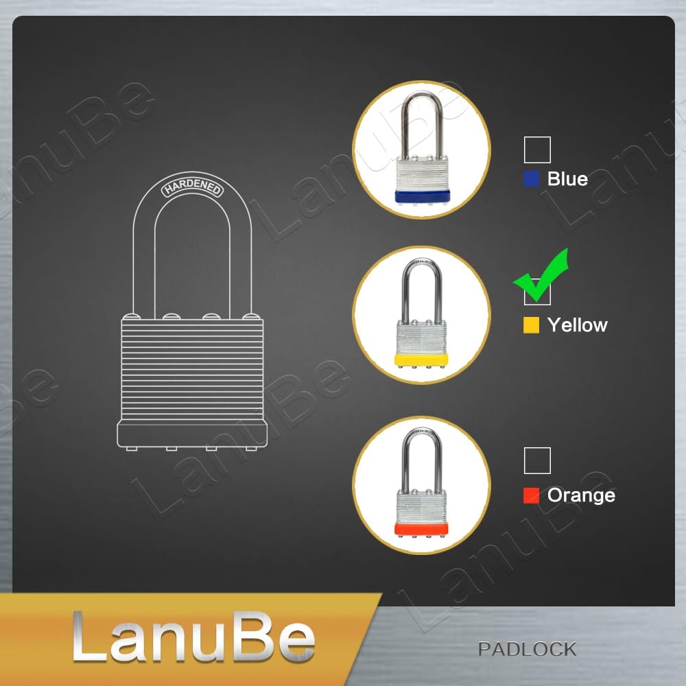 Lanube Lock Laminated Keyed Padlock 1-9/16 40Mm Keyed Alike Locks Long