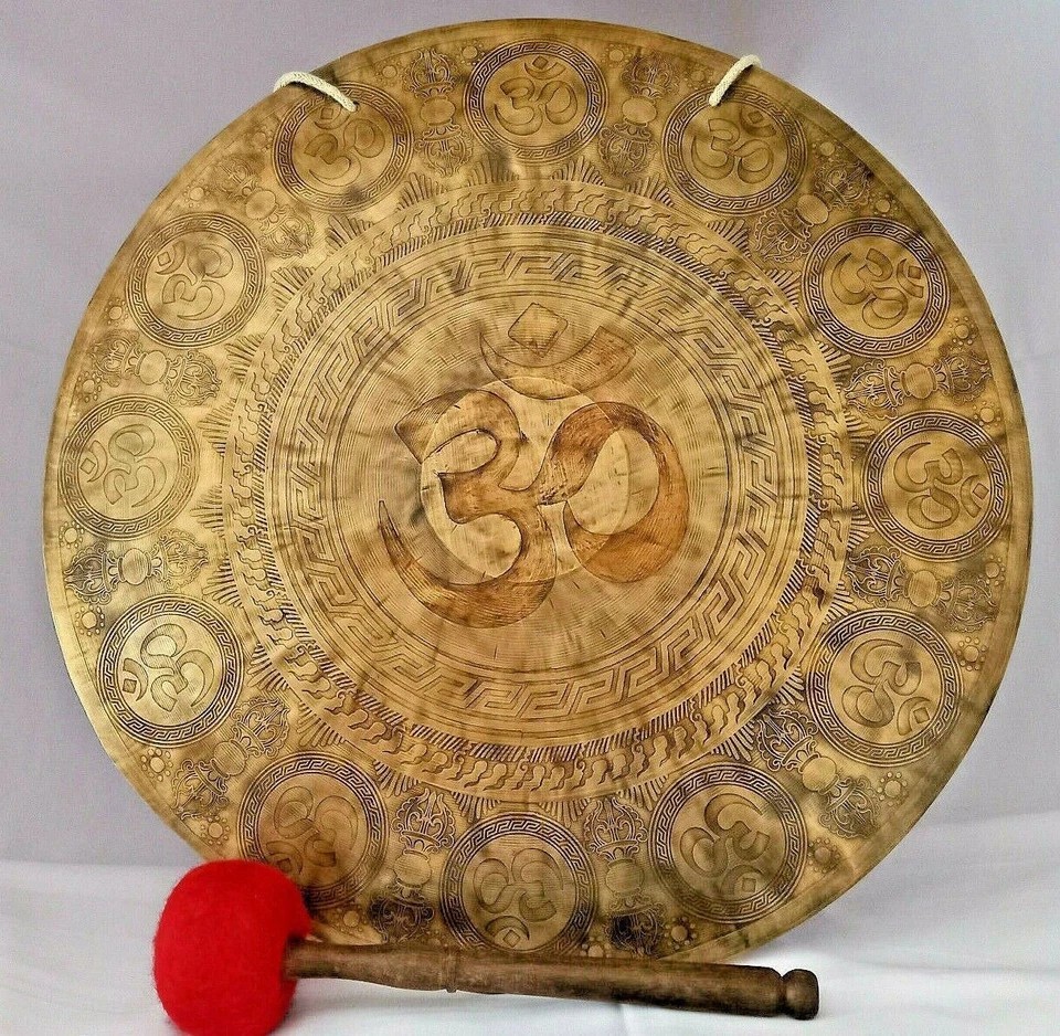 20″ Om Wind Gong–Handcrafted in Nepal  Meditation, Chakra Healing, Yoga & Sound