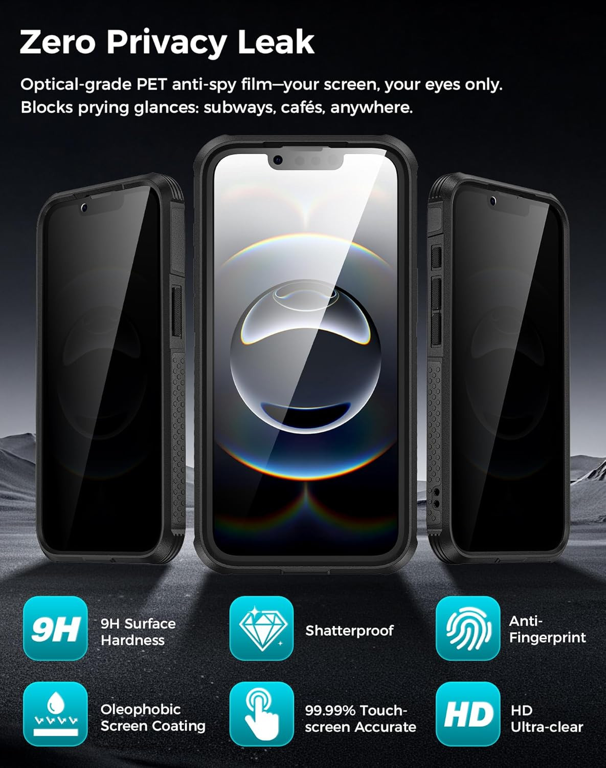 for Iphone 17E/16E Case with Privacy Tempered Glass Screen Protector, Compatible