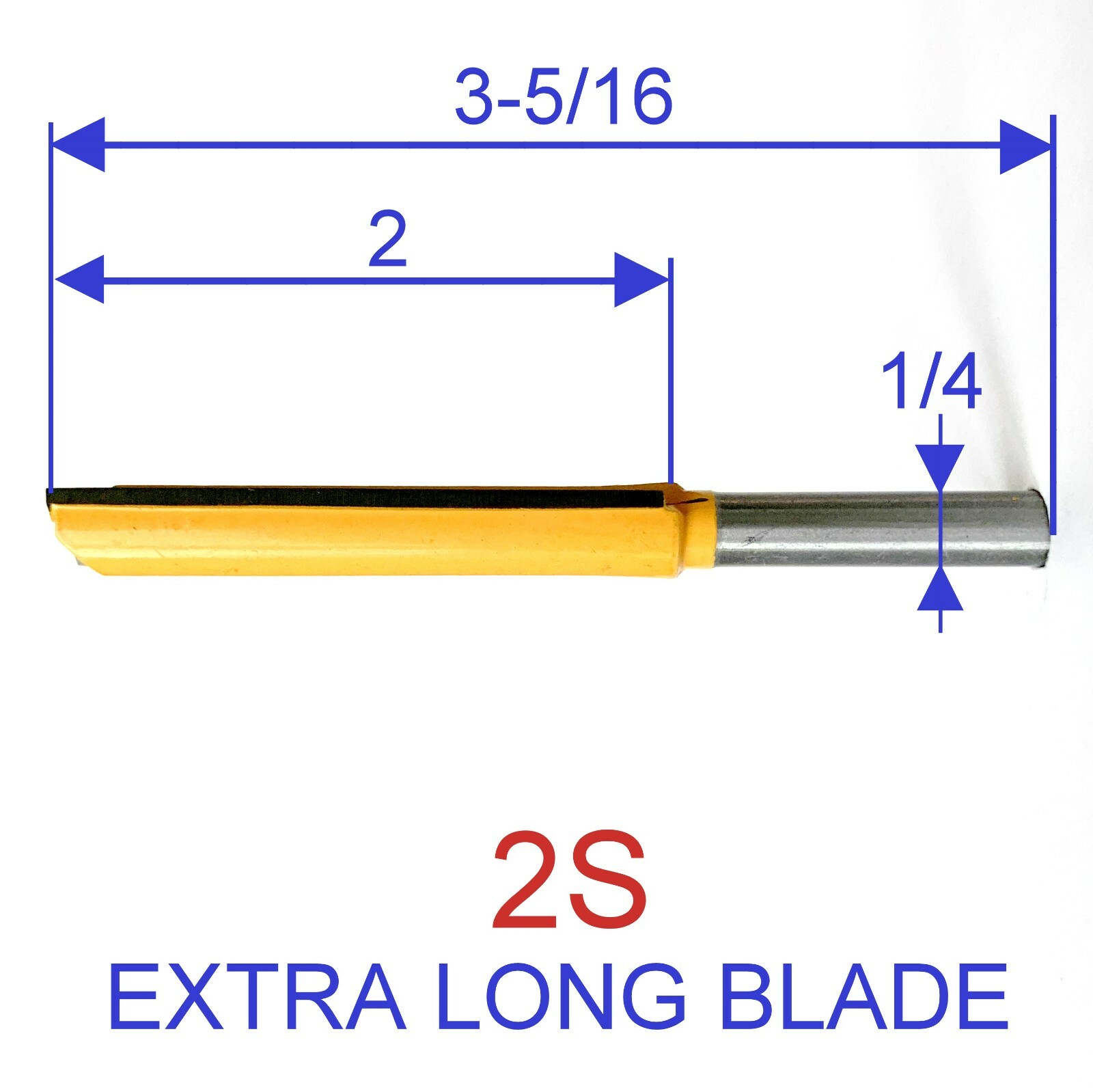1 pc 1/4" SH 2" Extra Long Straight Router Bit S