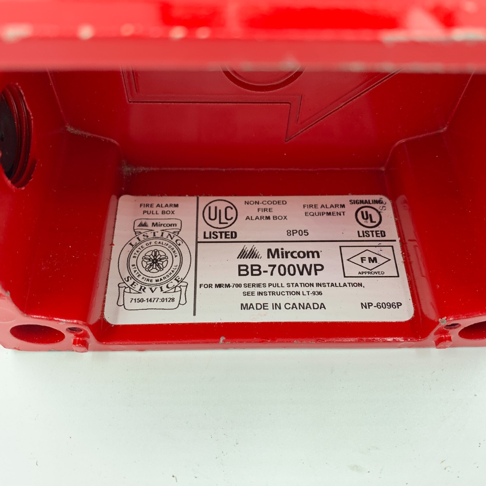 8 Pack Mircom BB-700WP Alarm Surface Mount Backbox Red