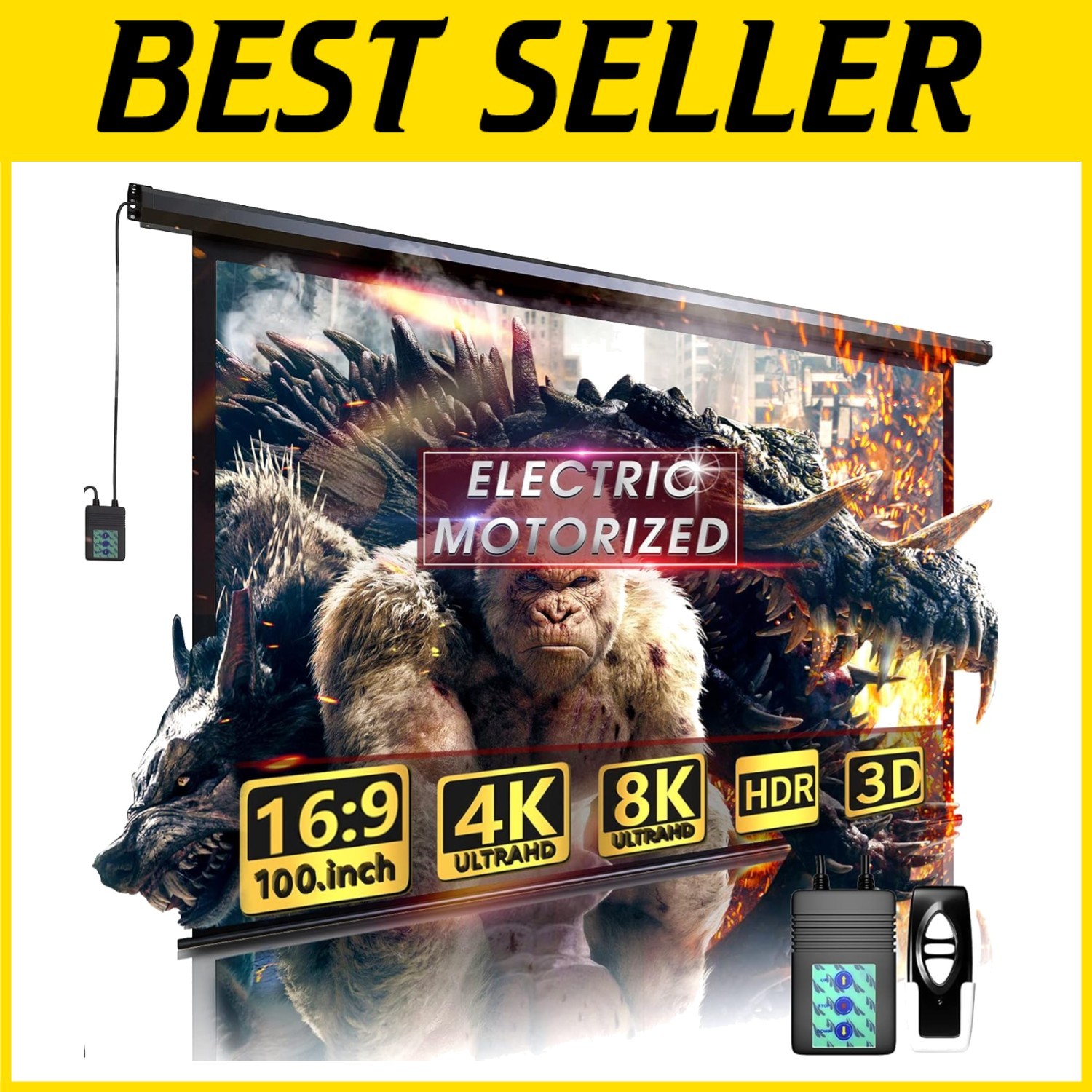 Electric 16:9 Projector Screen for Indoor/Outdoor Use