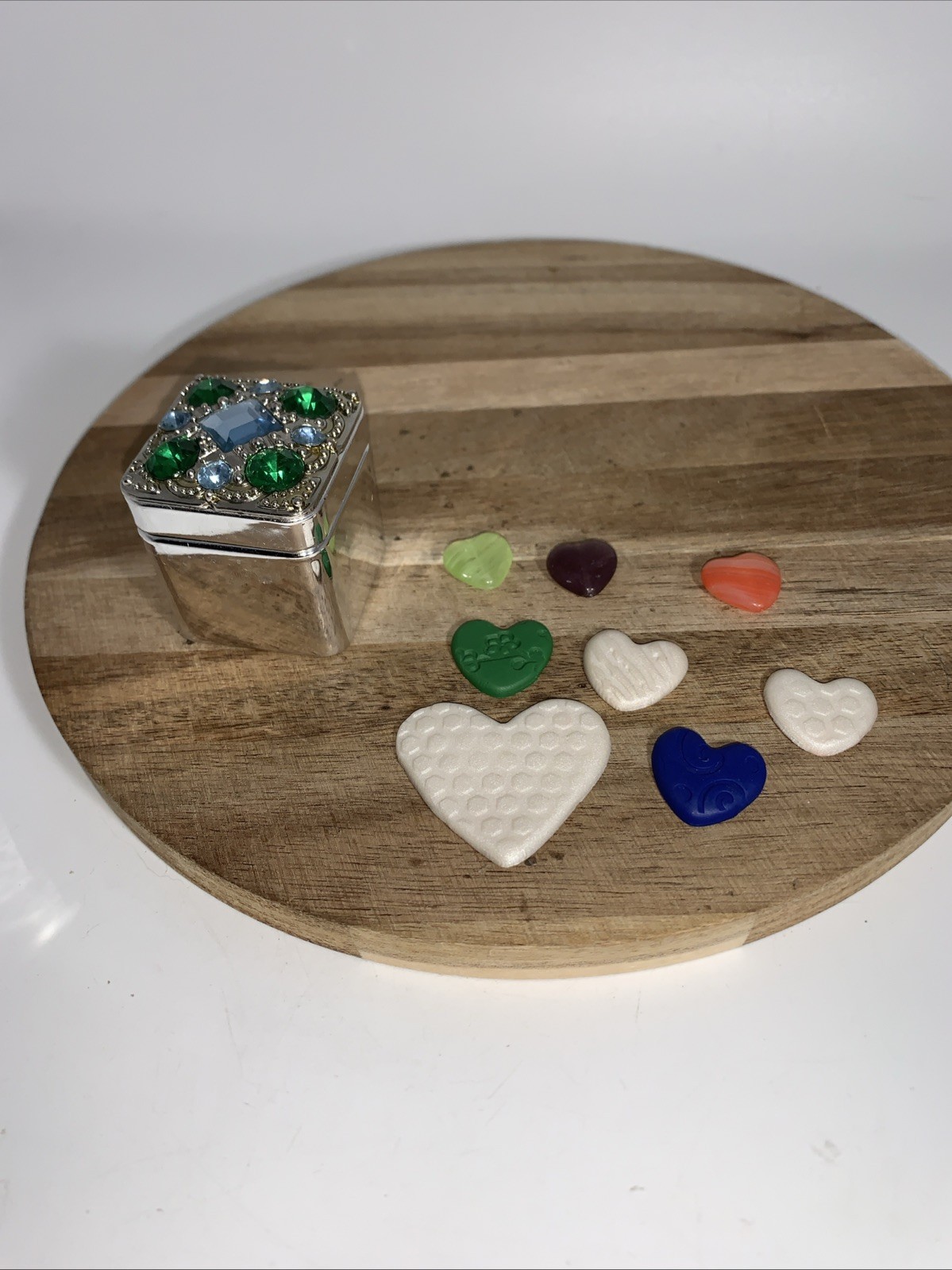 Trinket Box With Worry Hearts Stone And Resin (AA)