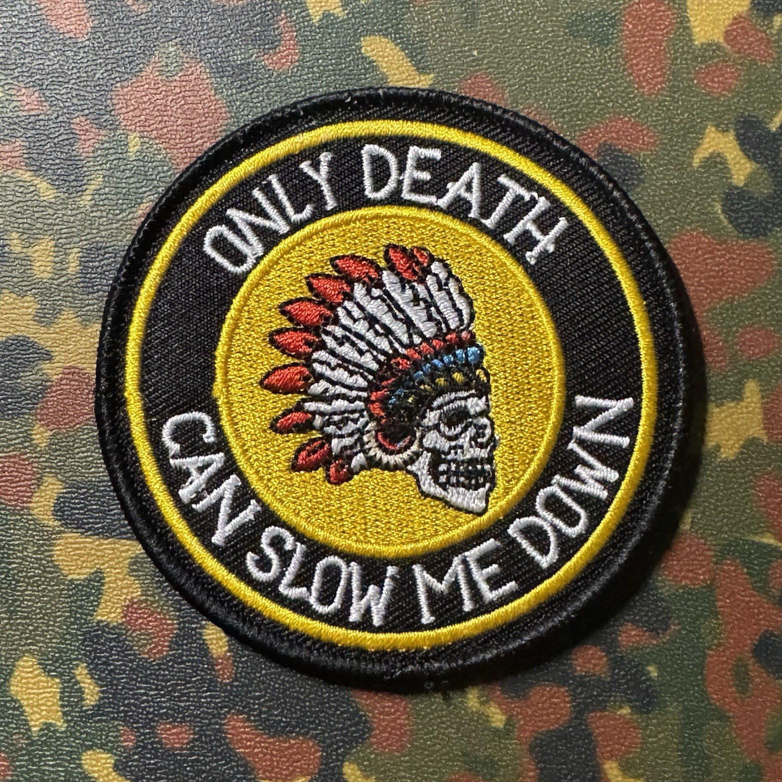 SPIRITUS SYSTEMS “ONLY DEATH CAN SLOW ME DOWN” Embroidered Morale Patch RARE ASF