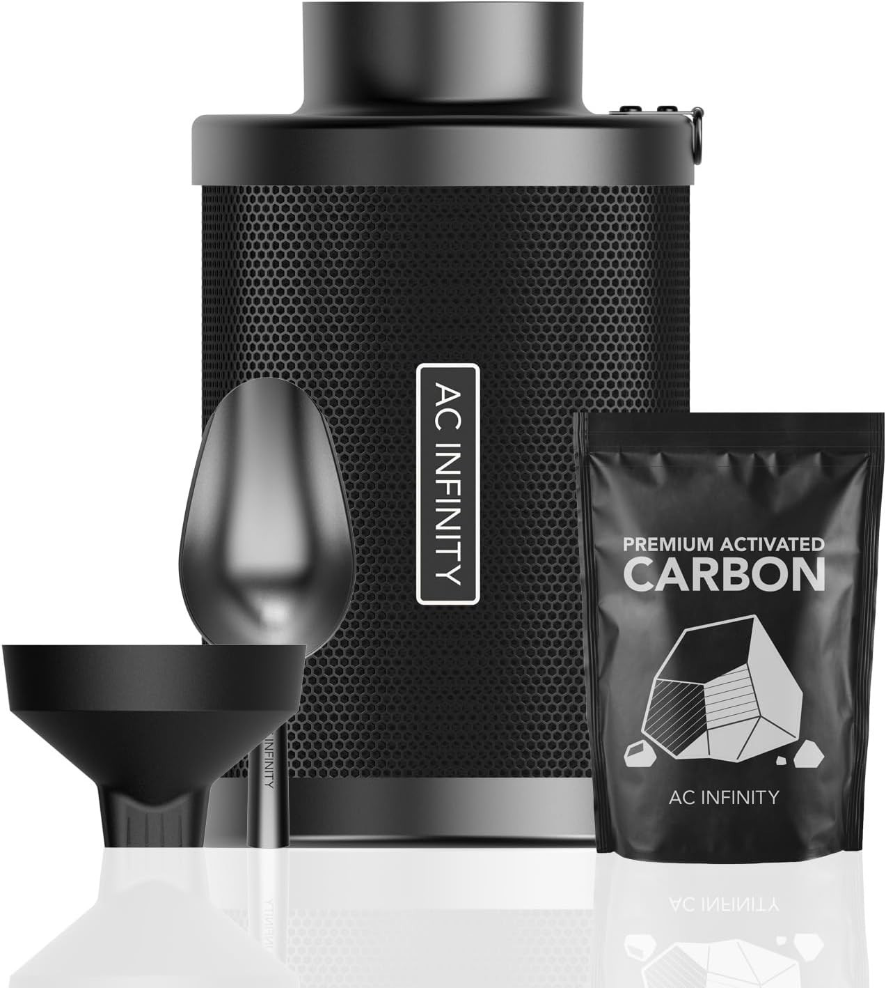 Refillable Carbon Filter Kit 4” with Additional Refill, Odor Removal Air Scrubbe