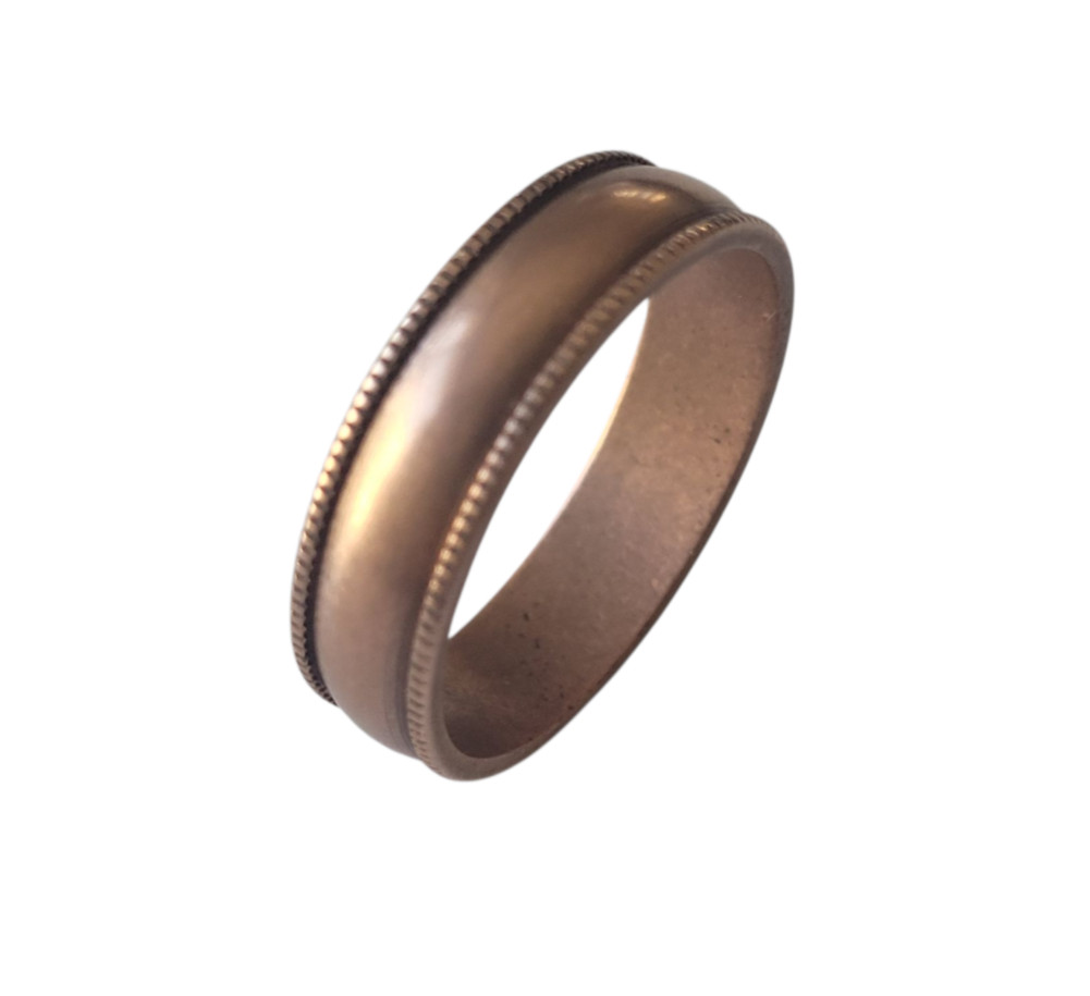Solid Raw Copper Fluted Edge 6mm Band Ring Arthritis Therapy Pure Copper Ring