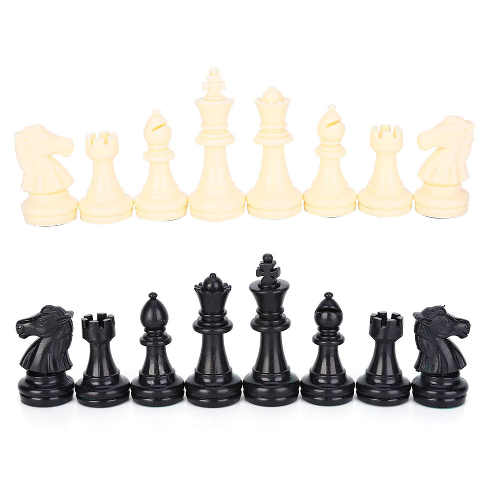 Plastic Chessmen Set International Chess Game Complete Chessmen Set Black&&White