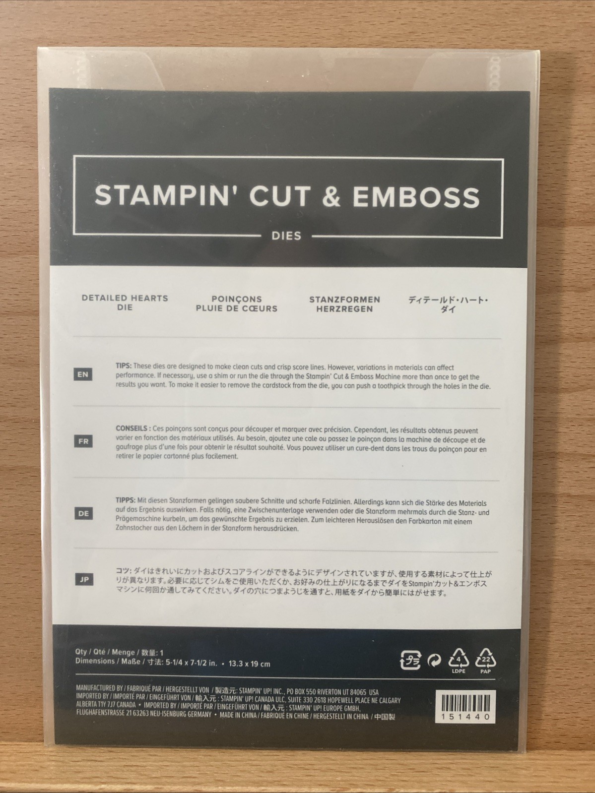 Stampin' Up! DETAILED HEARTS die - gently used, EXCELLENT condition