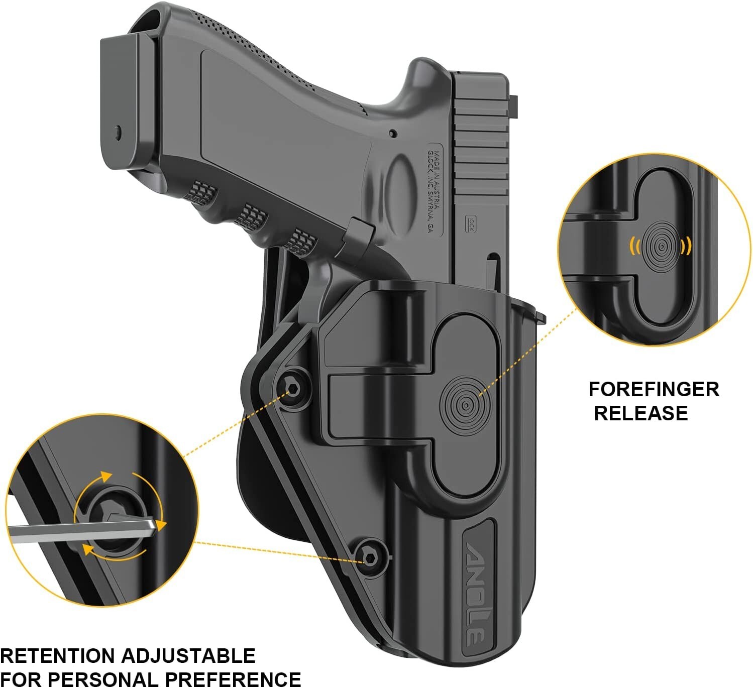 ANOLE Level 2 OWB Paddle Holster Fits Ruger Max 9 Springfield hellcat Multi Guns