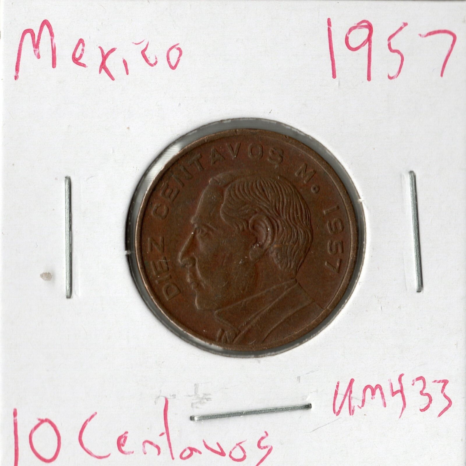 Coin Mexico 10 Centavos 1957 KM433
