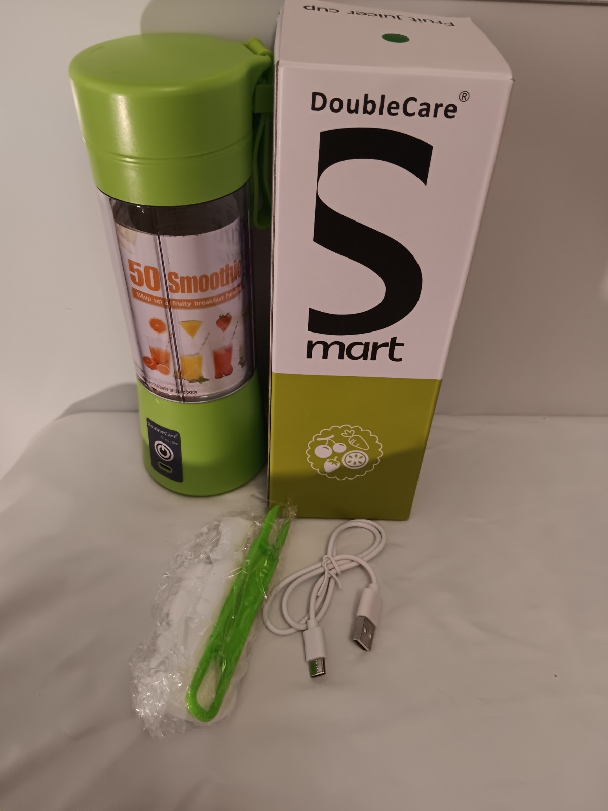Smart Fruit Juicer Cup Shop DoubleCare Portable Blender, open box, green