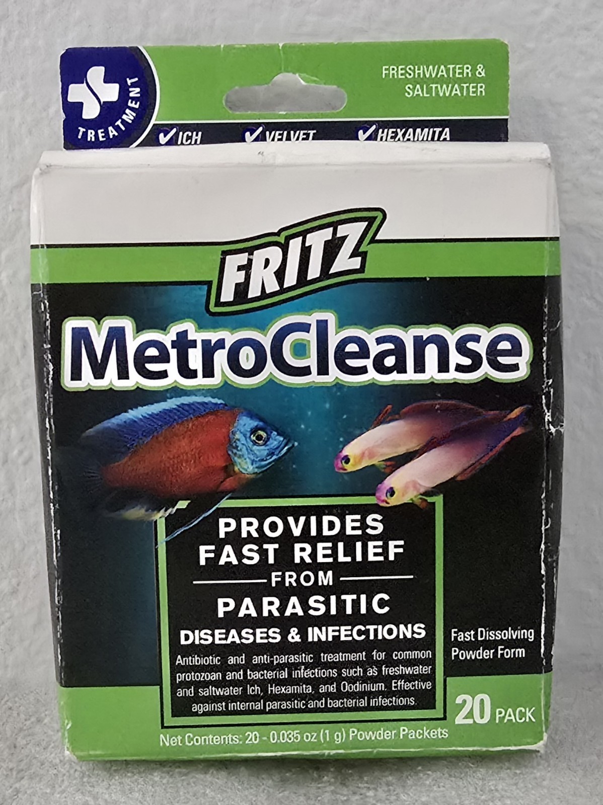 Fritz MetroCleanse Anti-Parasitic Treatment For Fish Tanks 20 Pack EXP 2027