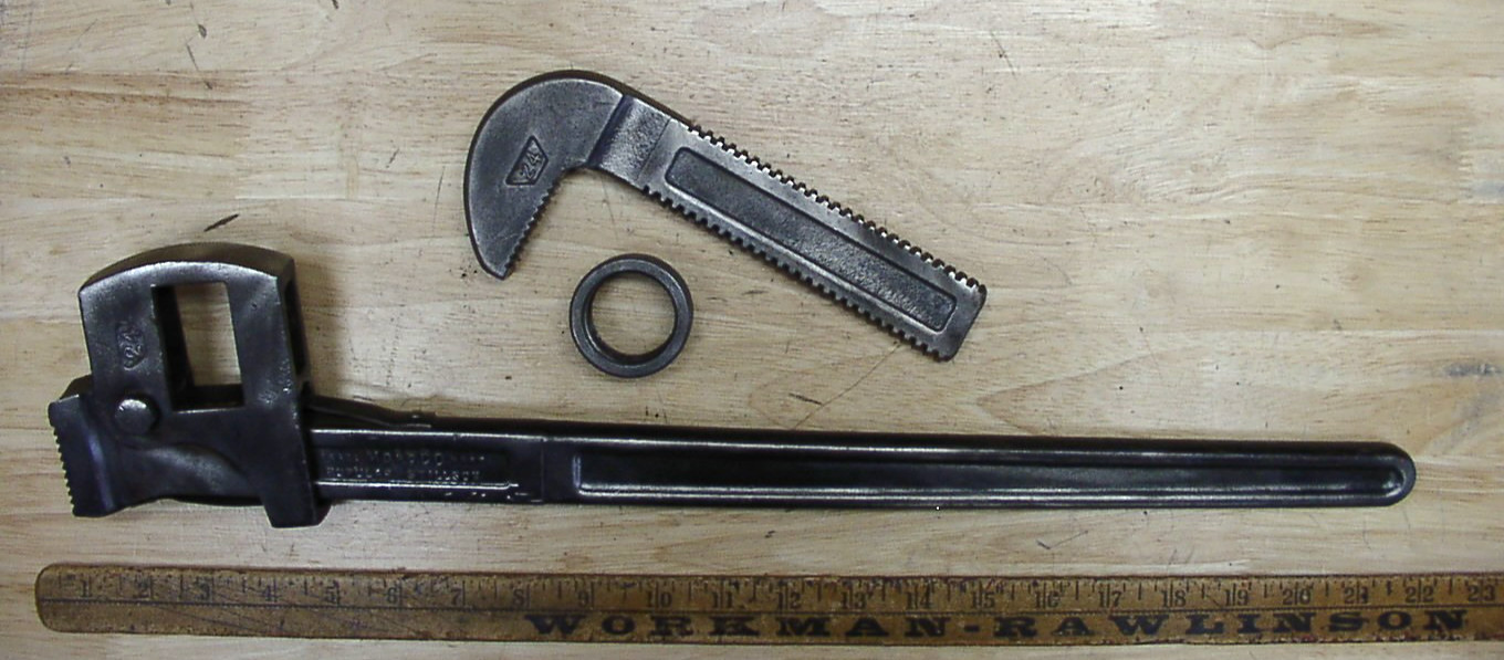 Antique Trimont Mfg. Co. Moroco Popular Stillson 24" Pipe Wrench,3" Cap.,XLINT!