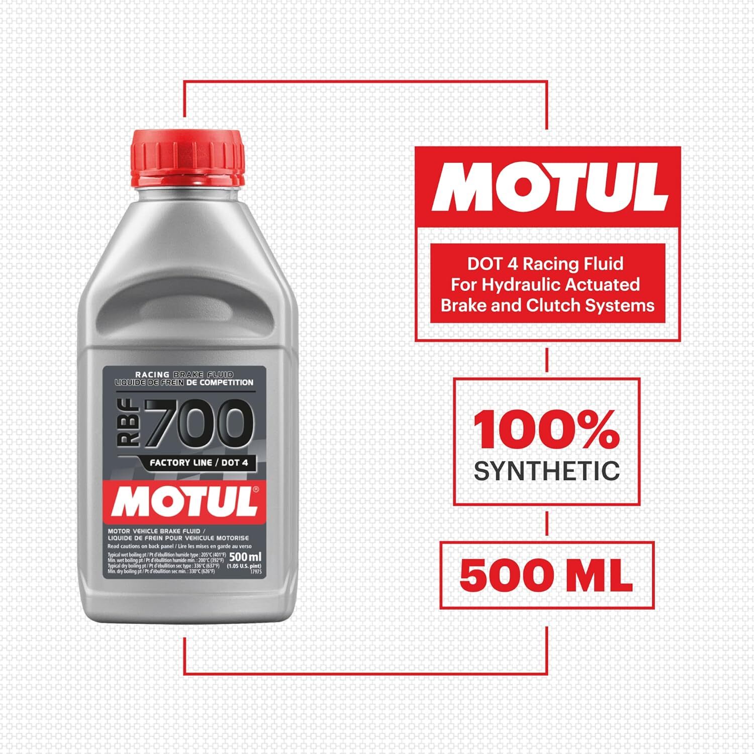Motul 111257 RBF 700 Factory Line DOT 4 Racing Brake Fluid – 500 ml - 9 Pack