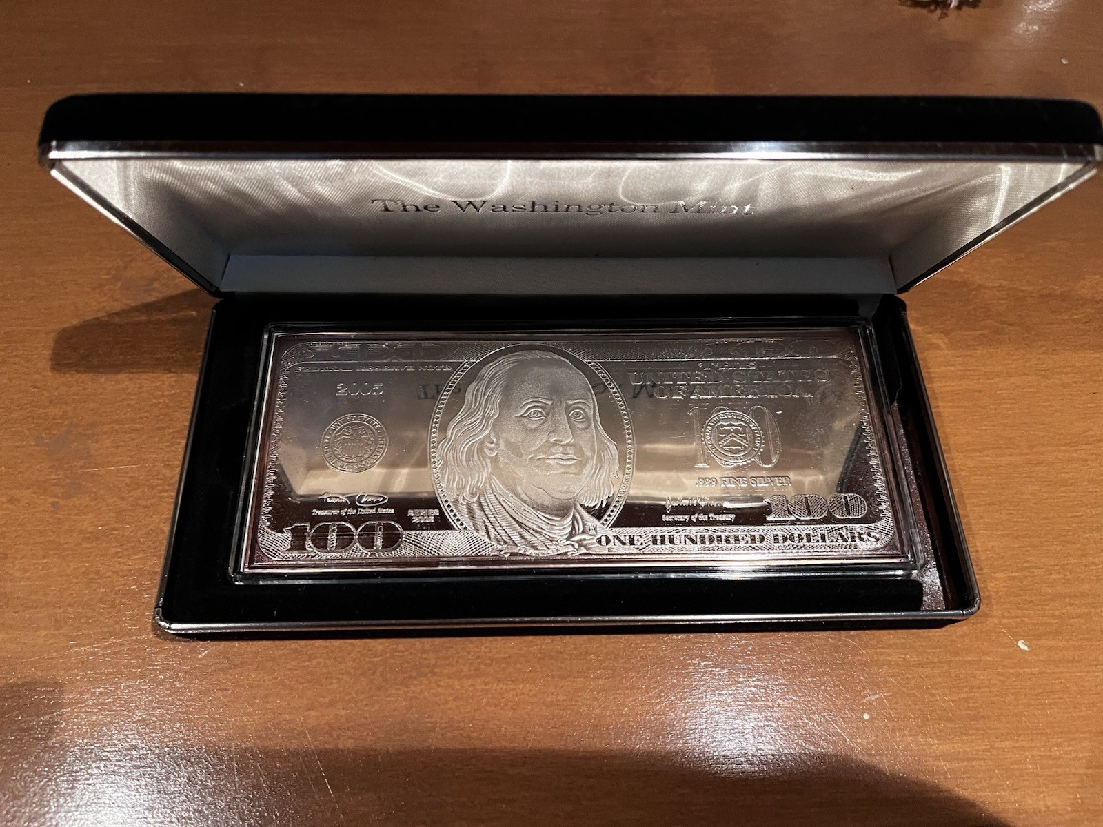 2005 $100 Franklin Silver Proof 1 Oz Bar