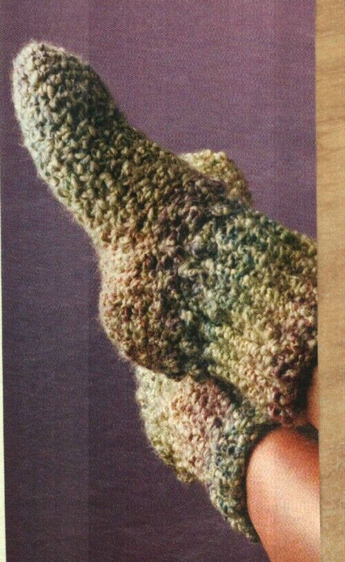 FIRESIDE SLOUCH SOCKS SLIPPERS 3 SIZES DIGEST SIZE CROCHET PATTERN INSTRUCTIONS