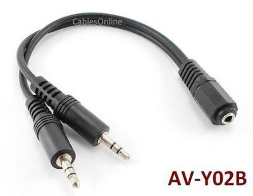 6" 3.5mm Stereo 1 Female to 2 Male Y Splitter, AV-Y02B