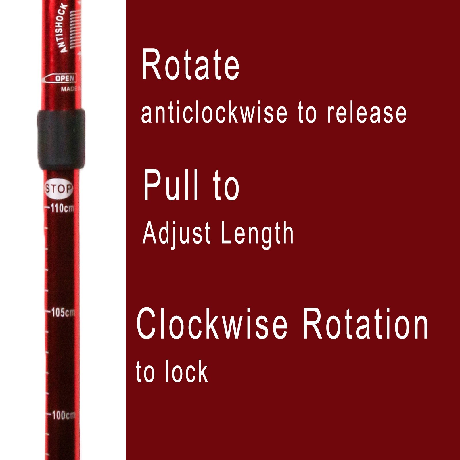 Adjustable Walking Cane with Rotatable Flashlight