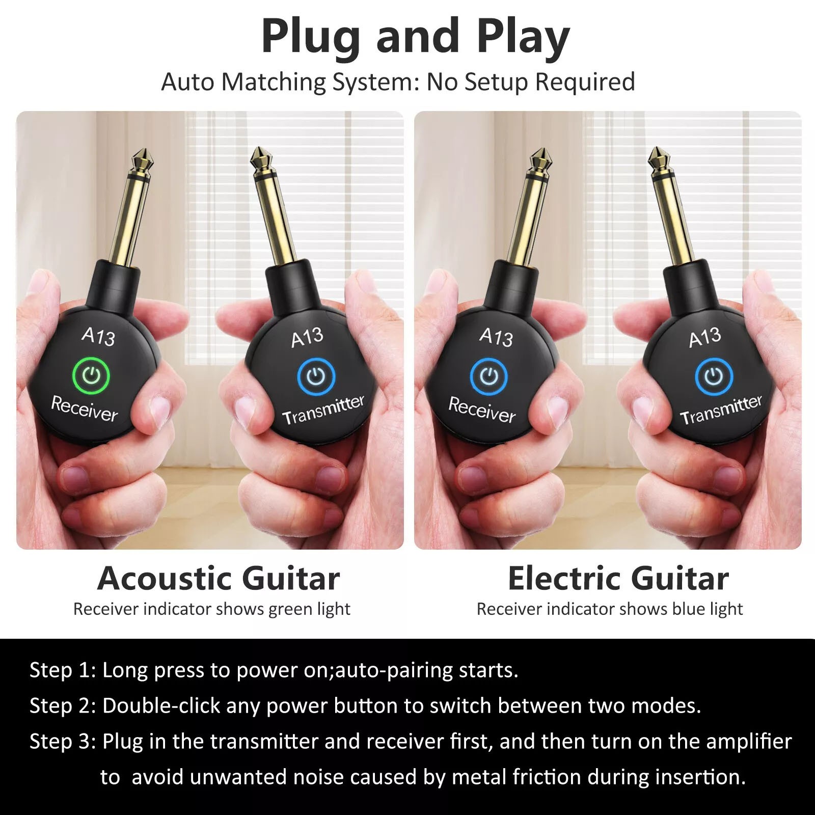 Wireless Guitar System Converter Transmitter Receiver For Electric Instruments