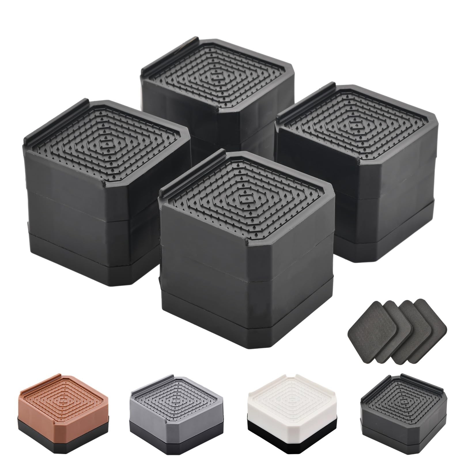 Bed Risers Furniture Risers Heavy-Duty Rectangular Adjustable Block Lift to 3 In