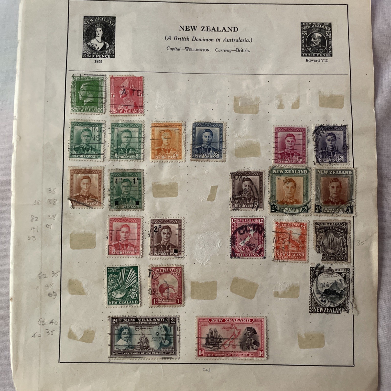 WORLDWIDE Stamps UNCHECKED. On page or part pages*NEW ZEALAND*184 2 sides