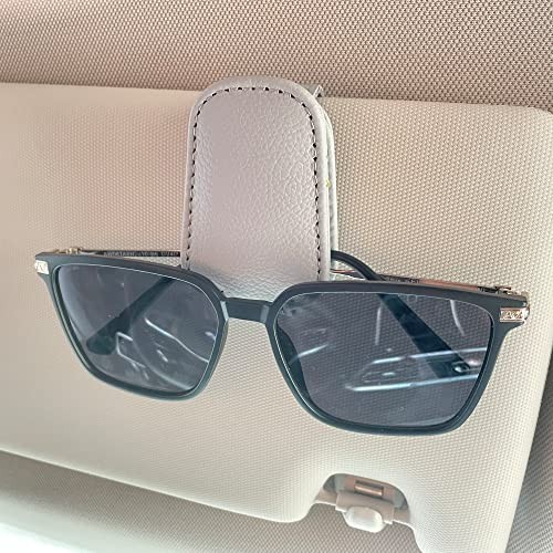 Sunglasses Holders for Car Visor, Magnetic Leather Glasses Eyeglass 1 Gray