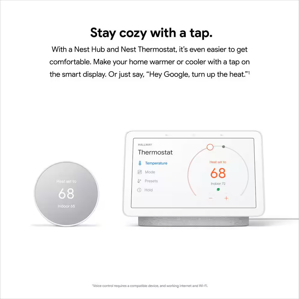 Google Nest Thermostat - Smart Programmable Wi-Fi Thermostat - Snow
