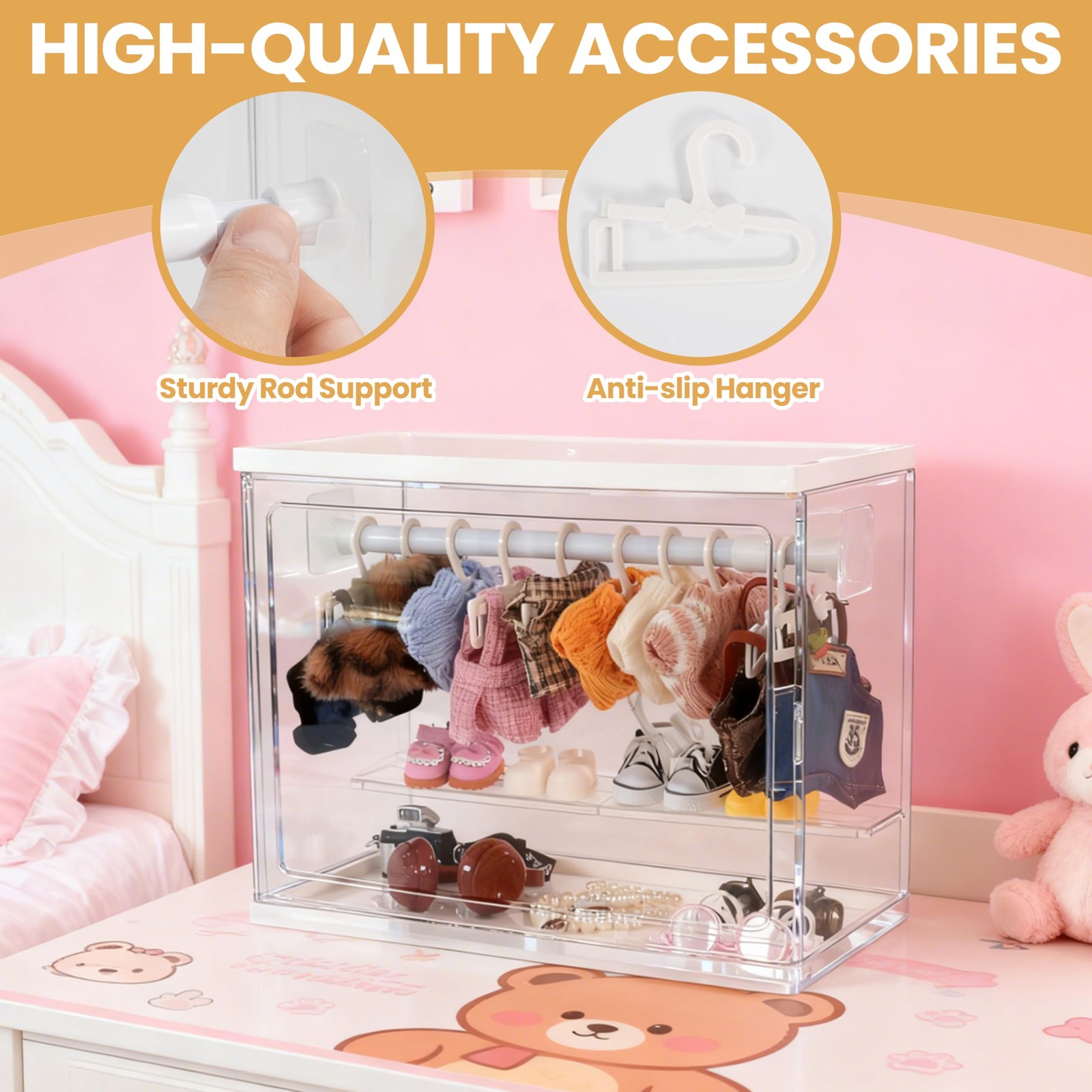 Clear Display Case Compatible with Labubu 15/17cm Doll Clothes & Transparent