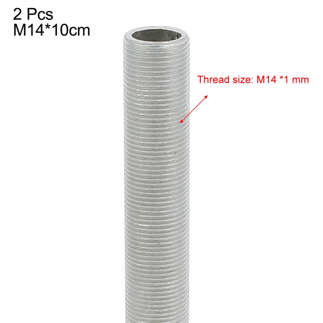 2Pcs M14 Full Threaded Lamp Nipple Pass-Through Pipe Connector 100mm Length
