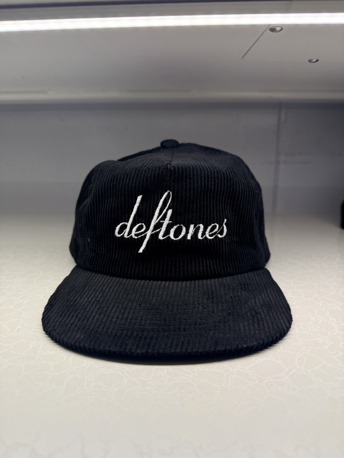 Vintage Style Deftones Corduroy Hat Black Embroidered Cap